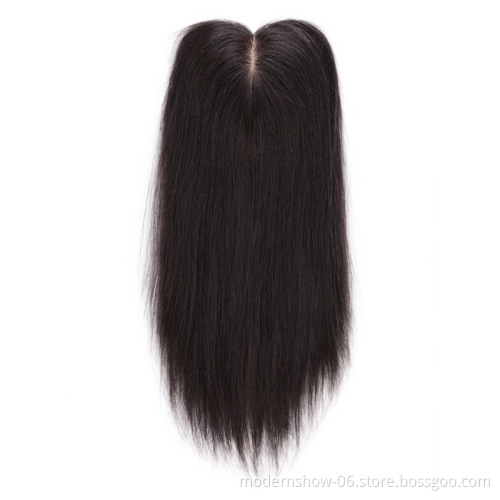 Natural Wave Silk Base Hair Topper,  Remy Human Hair Pieces for Women's Toupee Thin Hair or Scar 10x12cm Hand Tied Size